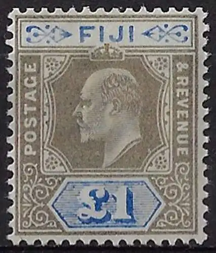 1903 Fiji Edward VII 1£ grey-black ultramarine MNH SG n. 114