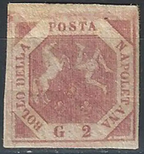 1858 Napoli 2 grana rosa carminio 1v. MNH Sassone n. 5d