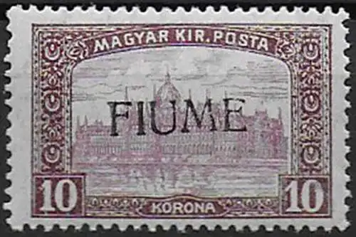 1918 Fiume 10k. bruno lilla e lilla II tipo MNH Sassone n. 21/II