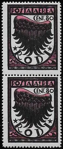 1934 Egeo Stylised wing airmail 80c. II 2nd printin run pair MNH Sassone n. 31Ad