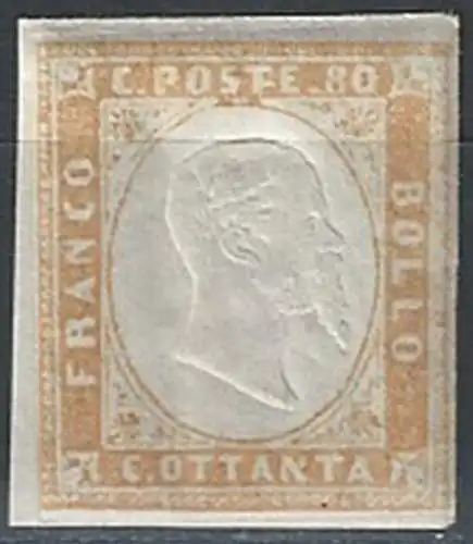 1858 Sardegna 80c. ocra arancio MNH Sassone n. 17b