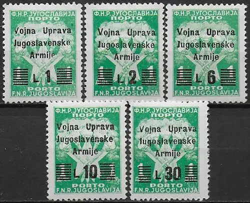 1947 Litorale Sloveno segnatasse 5v. MNH Sass n. 20/24