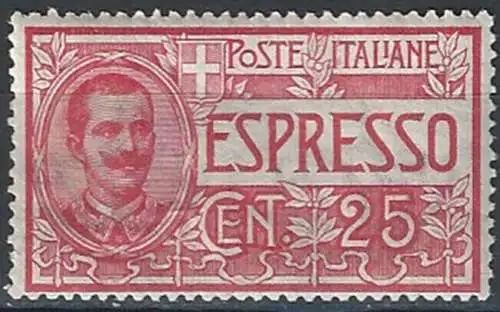 1903 Italia Regno VE III Exp c. 25 rosso anilina SL (MNH) Cat. Sass. 1 euro 525,00