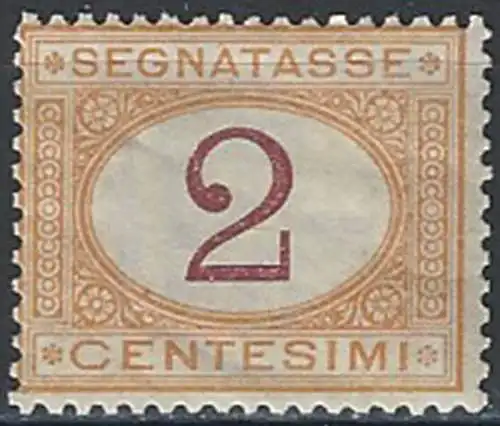 1870 Italia segnatasse 2c. MNH Sassone n. 4