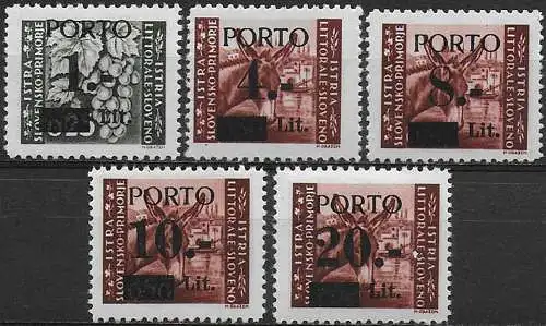 1945 Litorale Sloveno segnatasse 5v. MNH Sassone n. 1/5