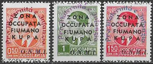 1942 Fiumano Kupa 3v. MNH Sassone n. 36/38