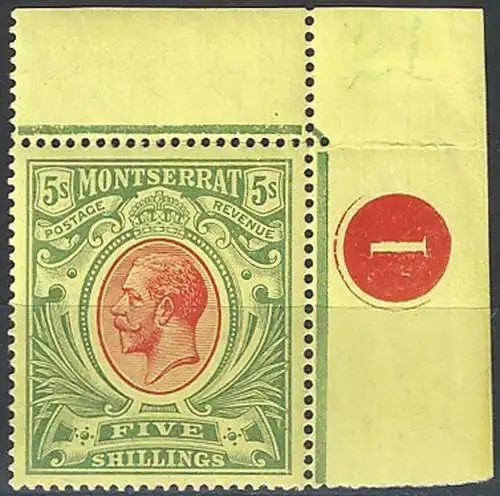 1914 Montserrat Giorgio V 5s. 1v. MNH SG n. 48