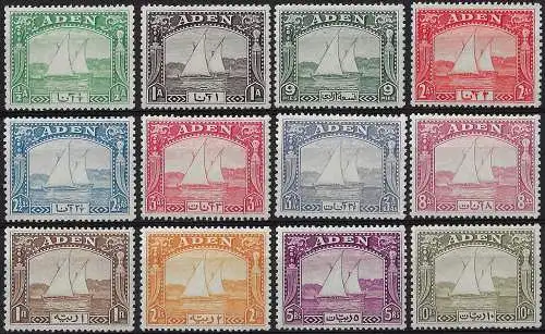 1937 Aden Dhow barca a vela 12v. MH SG n. 1/12