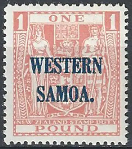 1945-53 Samoa £ 1 pink fiscal stamp MNH SG n. 210