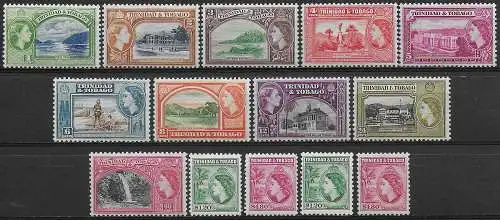 1953-59 Trinidad and Tobago Elizabeth II 14v. MNH SG n. 267/78+a