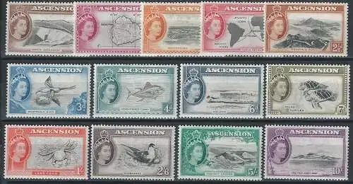 1956 Ascension landscape 13v. MNH SG n. 57/69