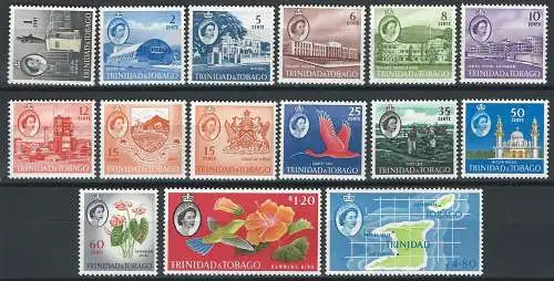 1960-67 Trinidad and Tobago Elisabetta II 15v. MNH SG n. 284/97