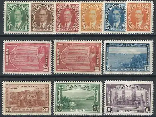 1937-38 Canada Giorgio VI 12v. MNH SG n. 357/67+363a