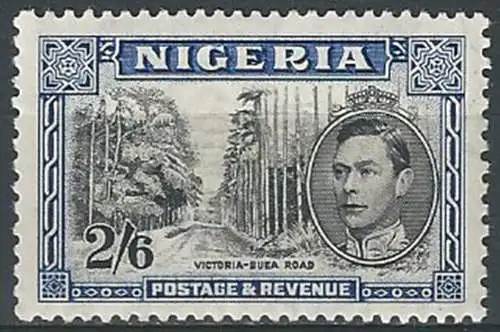 1938 Nigeria Giorgio VI 2s.6d black and blu MNH SG. n. 58