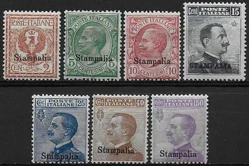 1912 Egeo Stampalia ordinaria 7v. bc MNH Sassone n. 1/7