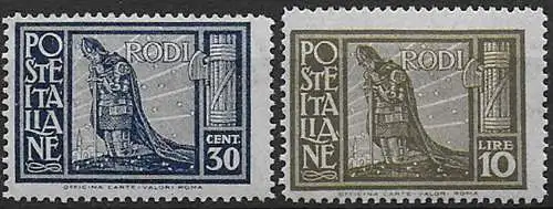 1932 Egeo Crociati fil. capovolta 2v. MNH Sass n. 60+64