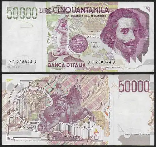 1997 Lire 50.000 Bernini 2nd type BB Rif. BI 81Da Gigante