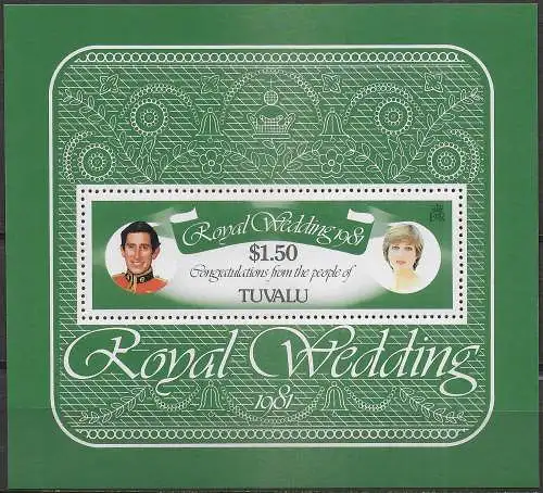 1981 Tuvalu Royal wedding MS MNH SG n. MS 174