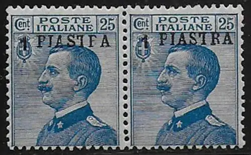 1908 Costantinopoli cp 1p su 25c MNH Sassone n. 4+4ea