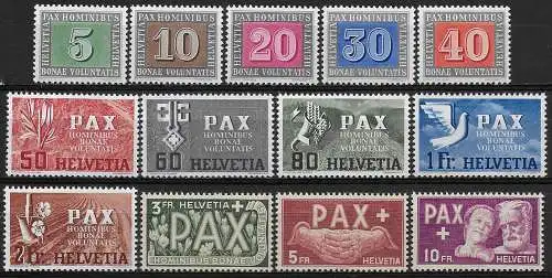 1945 Svizzera Pace 13v. MNH Unificato n. 405/17