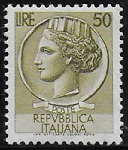 Italia Turrita Lire 50 stelle II 65.D MNH Sass n. 773/I