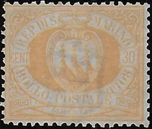 1892 San Marino 30c. light yellow bc MNH Sassone n. 16