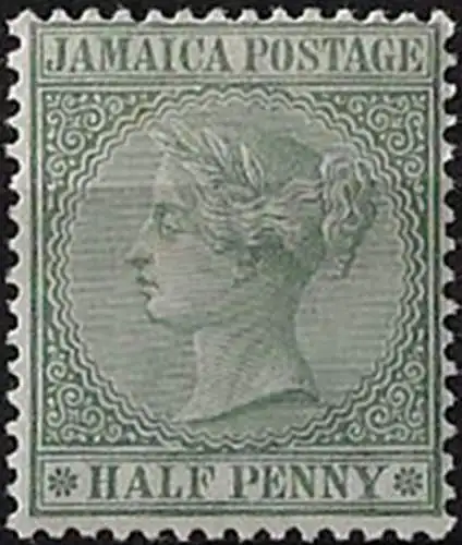 1885 Jamaica Victoria ½d. green MNH SG n. 16a