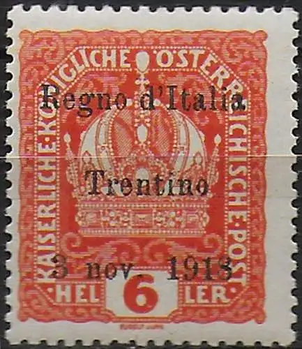 1918 Trentino 6h. orange 1v. MNH Sassone 3