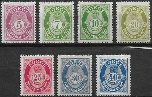 1921-29 Norvegia 7v. MNH Unificato n. 92/96