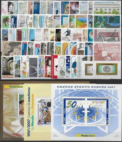 2007 Italia annata completa 66v. + 3MS MNH