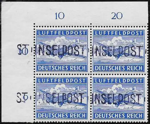 1945 INSELPOST Leros bl4 d. 13 3⁄4 MNH Sass. n. 8