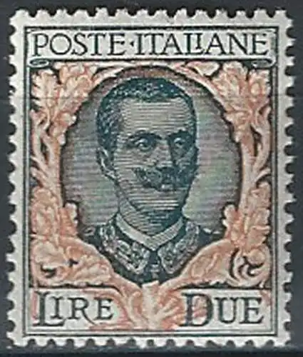 1923 Italia VE III Lire 2 floral bc MNH Sassone n.150