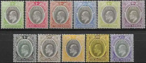 1904-09 Southern Nigeria Edoardo VII 11v. MH SG n. 21/32a