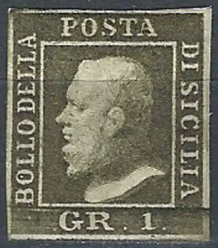 1859 Sicilia 1 grana verde oliva chiaro MH Sassone n. 5