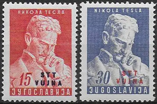 1953 Trieste B Tesla 2v. MNH Sassone n. 72/73