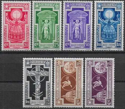 1933 Italia Anno Santo 7v. bc MNH Sassone n. 345/49+A