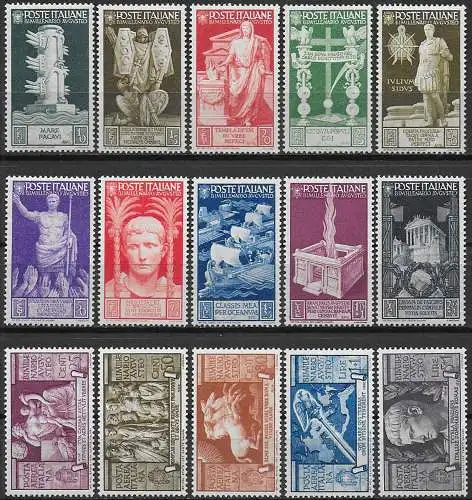 1937 Italia Bimillenario di Augusto 15v. bc MNH Sassone n. 416/25+A