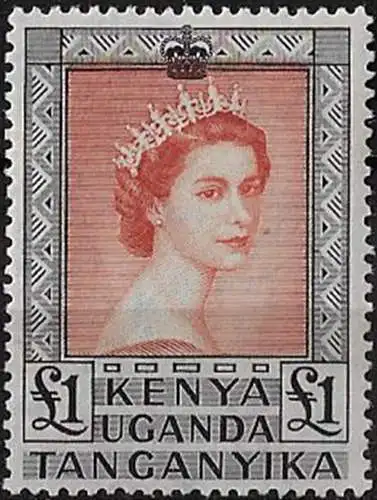 1956 Kenya Uganda Tanganyika £1 venetian red MNH SG n. 180a