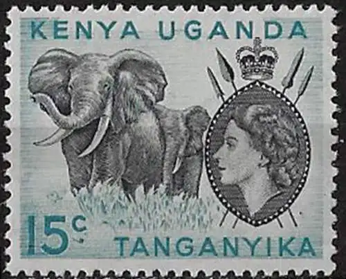 1959 Kenya Uganda Tanganyika 15c. stop below c MNH SG n. 169a