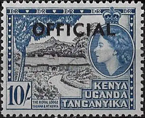 1959 Kenya Uganda Tanganyika 10s. OFFICIAL variety MNH SG n. O11a