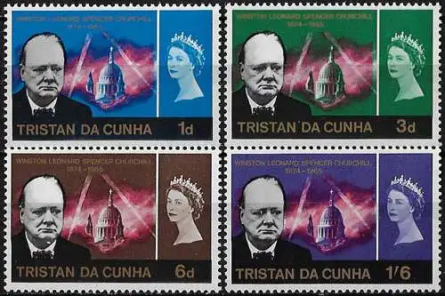 1966 Tristan da Cunha Churchil Commemoration 4v. MNH SG n. 89/92