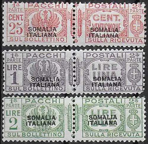 1931 Somalia parcel post stamps 3v. MNH Sassone n. 68/70