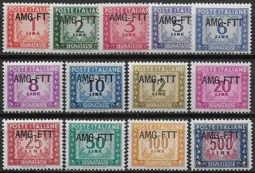 1949-54 Trieste A postage due 13v. MNH Sassone n. 16/28