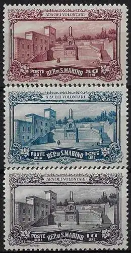 1927 San Marino Ara Volontari 3v. MNH Sassone n. 134/36