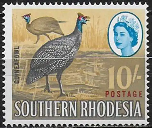 1964 Southern Rhodesia 10s. extra feather MNH SG n. 104a