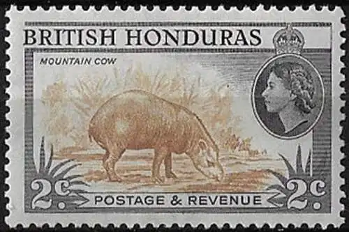 1961 British Honduras 2c. Mountain Cow p. 13½ x 13 MNH SG n. 180b