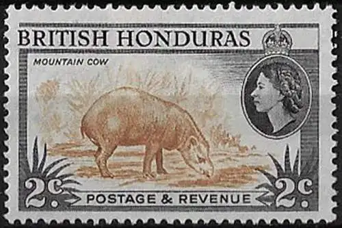 1957 British Honduras 2c. Mountain Cow p. 14 MNH SG n. 180a