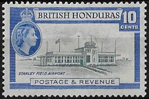 1962 British Honduras 10c. Stanley Field Airport p. 13½ x 13 MNH SG n. 184a