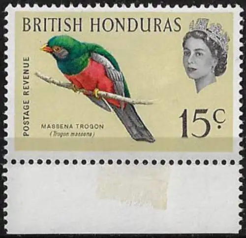 1962 British Honduras 15c. Wmk inverted MNH SG n. 208w