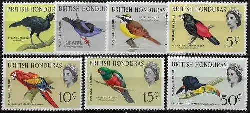 1967 British Honduras Birds w12 sidevays 7v. MNH SG n. 239/45